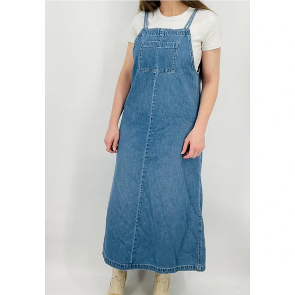 vintage coastal cowgirl cottagecore denim pullover dress minimalist size S - Picture 3 of 8